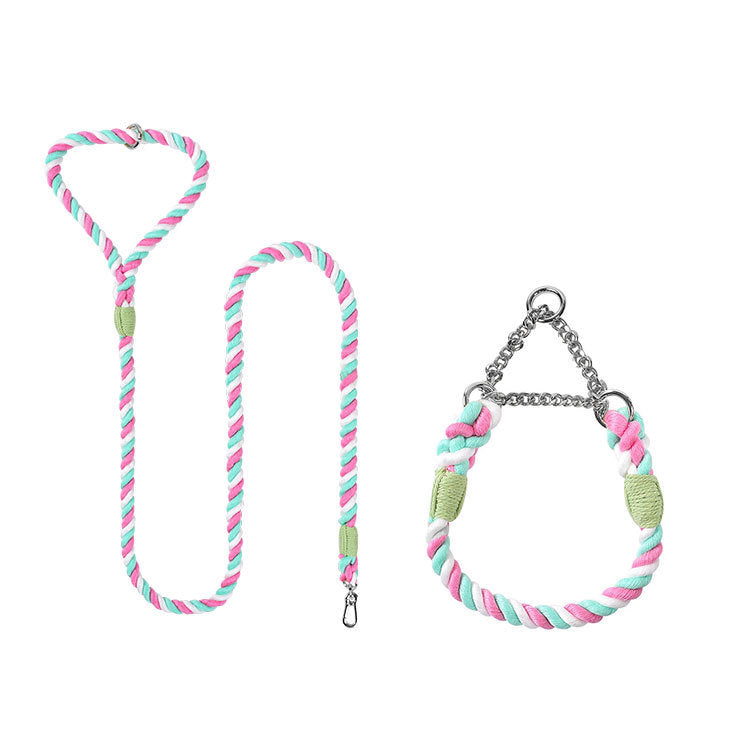 Set Collier & Laisse en Corde Tressée