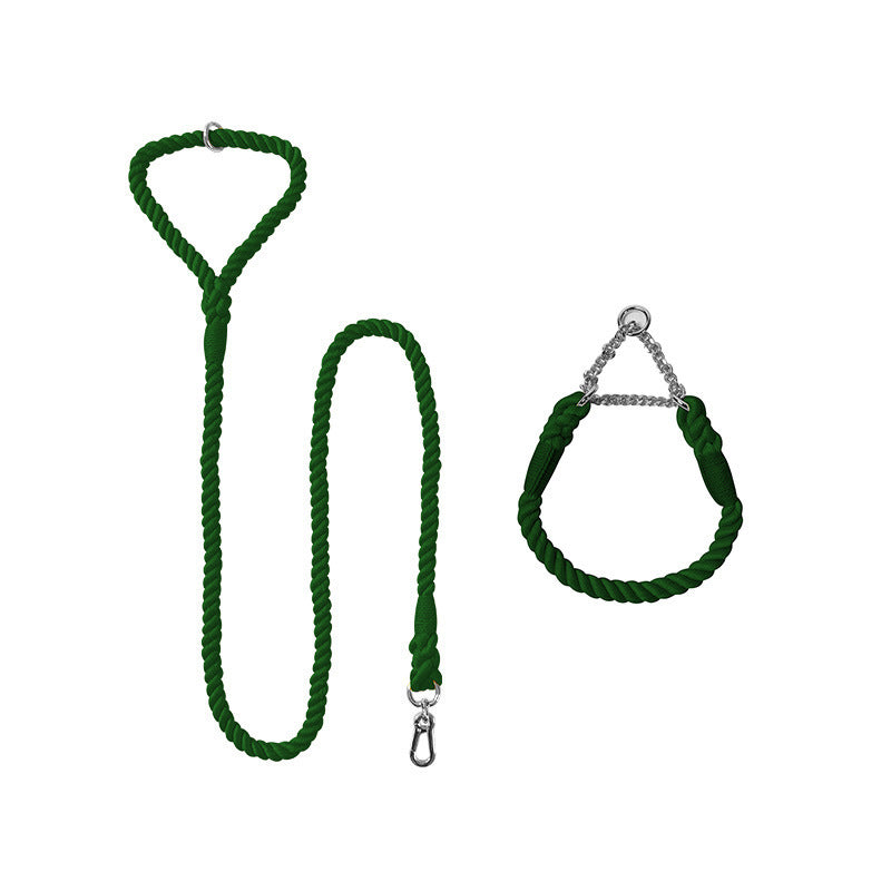 Set Collier & Laisse en Corde Tressée