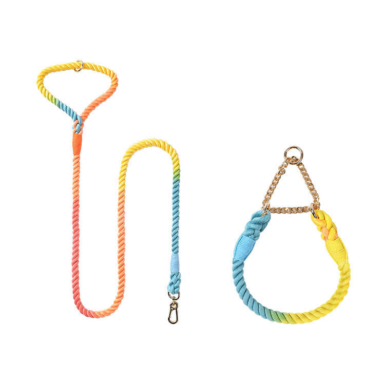 Set Collier & Laisse en Corde Tressée