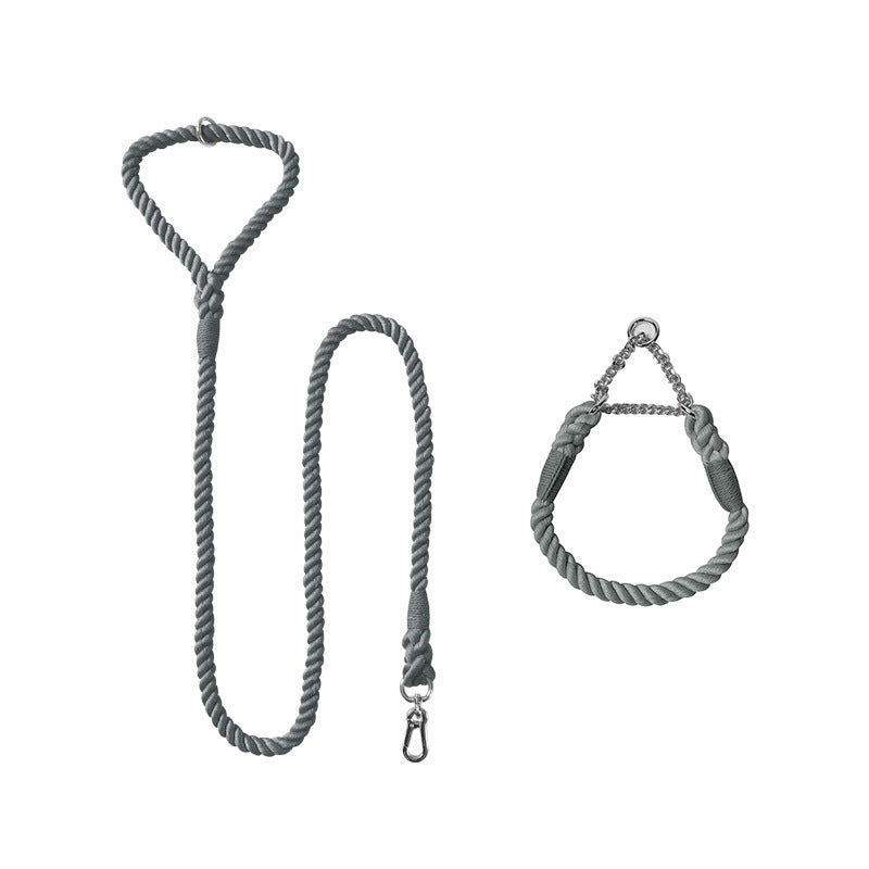 Set Collier & Laisse en Corde Tressée