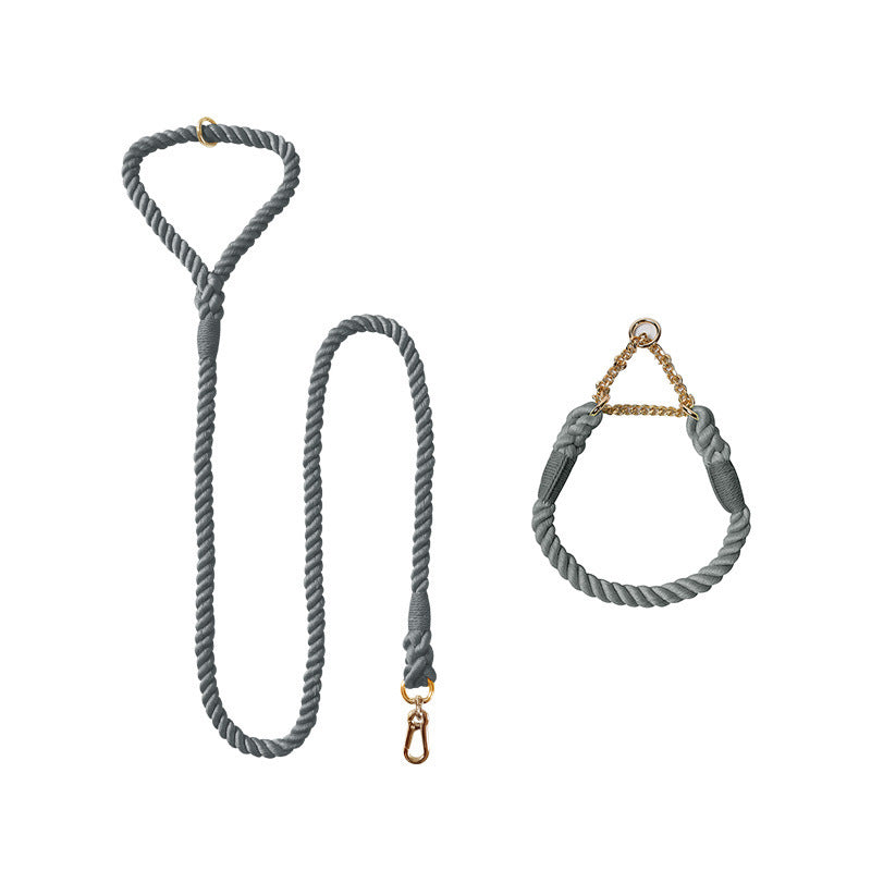 Set Collier & Laisse en Corde Tressée