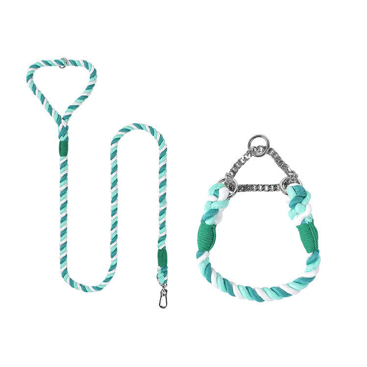 Set Collier & Laisse en Corde Tressée