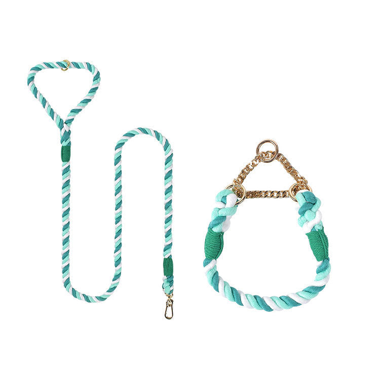 Set Collier & Laisse en Corde Tressée
