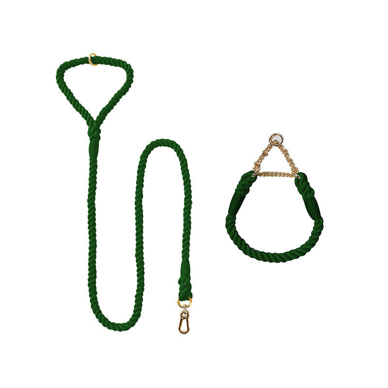 Set Collier & Laisse en Corde Tressée