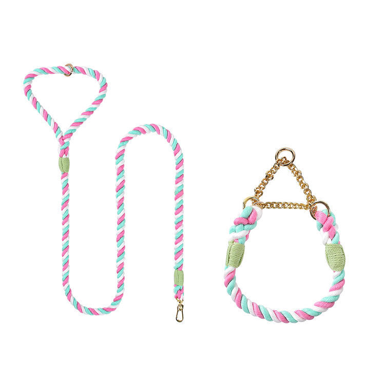 Set Collier & Laisse en Corde Tressée