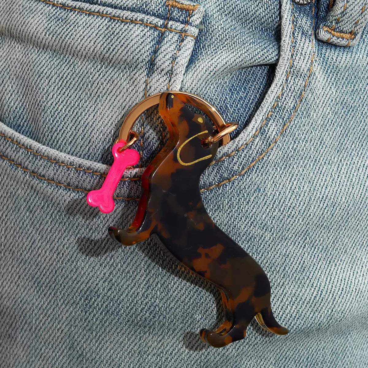 Porte-clés chien SAUCISSE